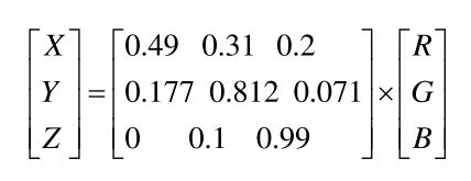 RGB颜色空间转XYZ空间